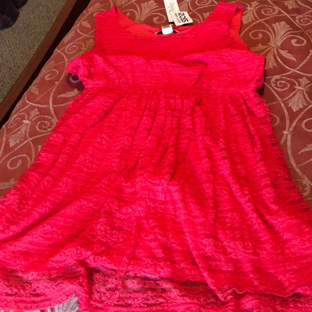 Lace bright red dress.